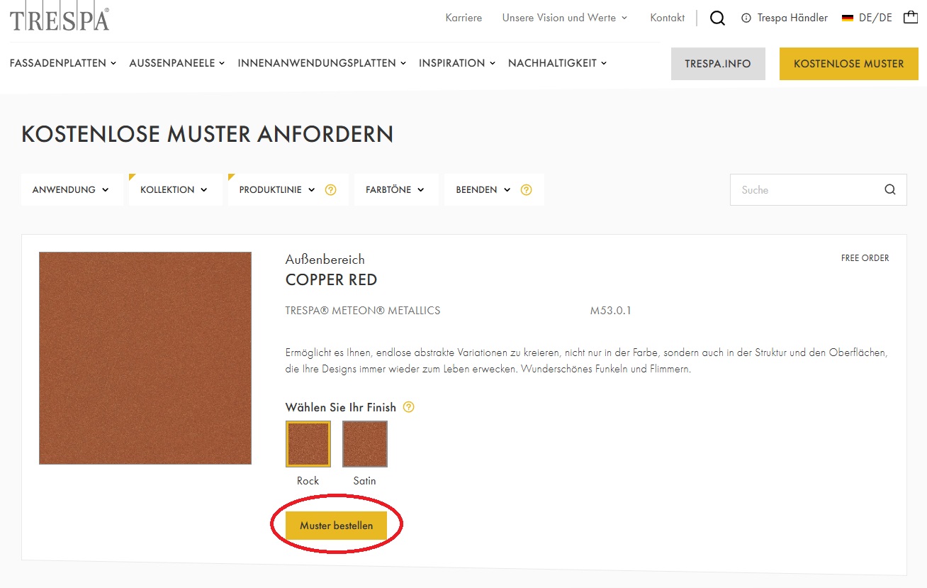 Trespa Muster Filterfunktion