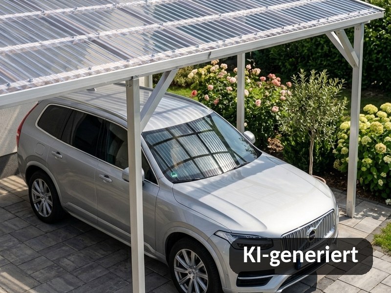 Carport-Dach aus Polycarbonat-Wellplatten