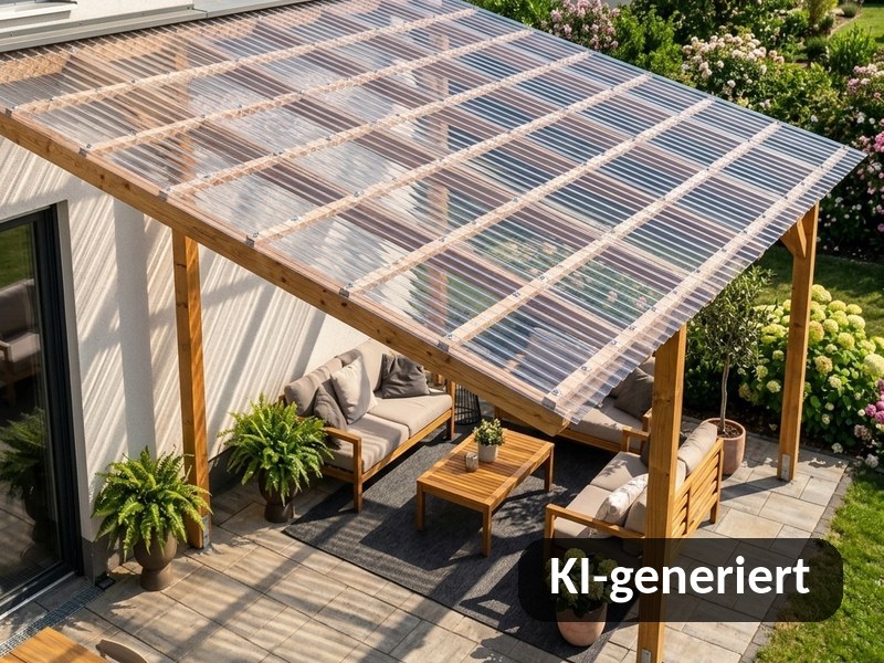 Terrassendach aus Acrylglas-Wellplatten